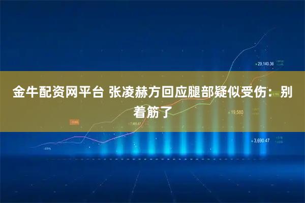 金牛配资网平台 张凌赫方回应腿部疑似受伤：别着筋了